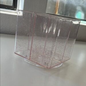 Clear Pink Glitter Acrylic Spinning Organizer